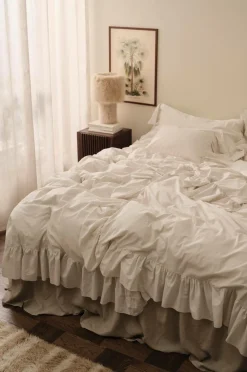 Ellos Dynebetræk|Sengesæt>Home Sengesæt Juliett Giant Frill i vasket bomuld 2 dele Lys hvid grå