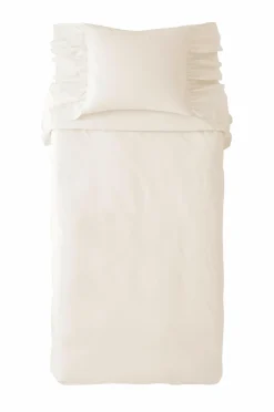 Ellos Home Sengesæt Juliett Giant Frill i vasket bomuld 2 dele Cremehvid Sale