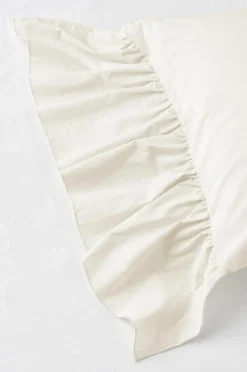 Ellos Home Sengesæt Juliett Giant Frill i vasket bomuld 2 dele Cremehvid Sale