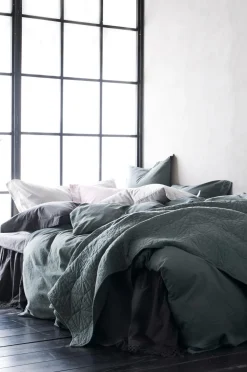 Ellos Home Sengesæt Juliette af økologisk bomuld - 2 eller 3 dele Kakigrøn Online