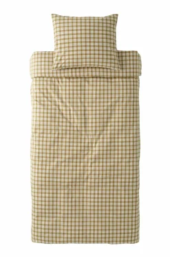 Ellos Dynebetræk|Sengesæt>Home Sengesæt Sonneli Check i bomuld 2 eller 3 stykker Bronzegrøn