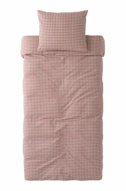 Ellos Dynebetræk|Sengesæt>Home Sengesæt Sonneli Check i bomuld 2 eller 3 stykker Cognacsröd