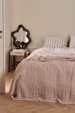 Ellos Sengetæpper>Home Sengetæppe Candice Grating i vasket linned Lyserød