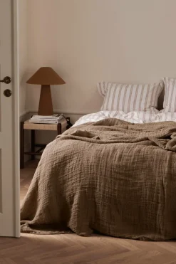 Ellos Sengetæpper>Home Sengetæppe Candice Grating i vasket linned Lysebrun