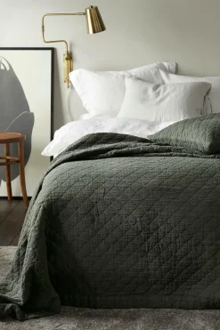 Ellos Sengetæpper>Home Sengetæppe Thelma Check i bomuld Kakigrøn