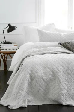 Ellos Home Sengetæppe Thelma Check i bomuld Lysegrå