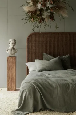 Ellos Sengetæpper>Home Sengetæppe Kiyoko i vasket hør Kakigrøn