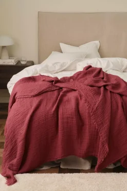 Ellos Tæpper & Plaider|Sengetæpper>Home Sengetæppe / plaid Candice Muslin Vinrød