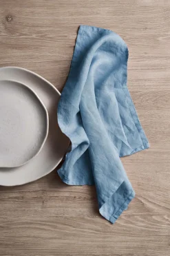 Ellos Home Serviet Malva 2-pak i 100% hør Himmelblå Clearance