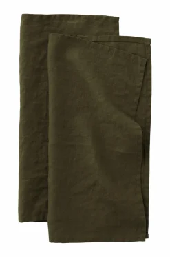 Ellos Borddækning & Servering|Bordtekstiler>Home Serviet Malva 2-pak i 100% hør Mørk olivengrøn
