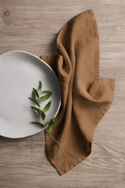 Ellos Borddækning & Servering|Bordtekstiler>Home Serviet Malva 2-pak i 100% hør Guldbrun