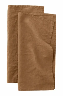 Ellos Borddækning & Servering|Bordtekstiler>Home Serviet Malva 2-pak i 100% hør Guldbrun