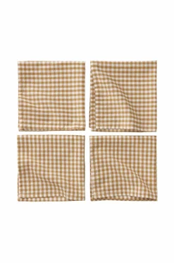 Ellos Borddækning & Servering|Bordtekstiler>Home Serviet Ramona Check 4-pak Guldbrun