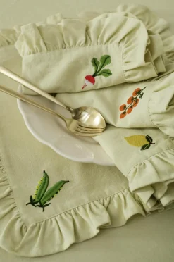 Ellos Home Servietter Lovisa Embrodery 4-pak Lys avocadogrøn Discount