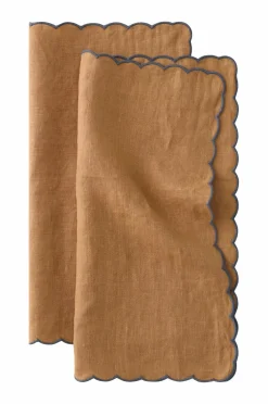 Ellos Home Servietter Malva Scallop 40x40 cm 2-pak Guldbrun Outlet