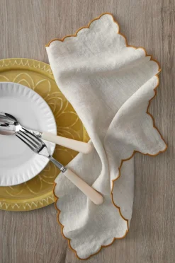 Ellos Home Servietter Malva Scallop 40x40 cm 2-pak Lærredsbeige Sale