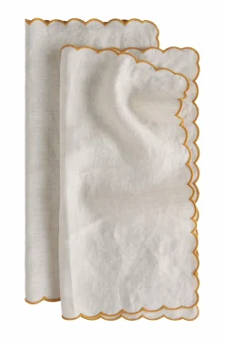 Ellos Home Servietter Malva Scallop 40x40 cm 2-pak Lærredsbeige Sale