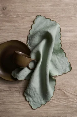 Ellos Borddækning & Servering|Bordtekstiler>Home Servietter Malva Scallop 40x40 cm 2-pak Grøn