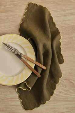 Ellos Home Servietter Malva Scallop 40x40 cm 2-pak Mørkegrøn Best