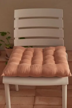 Ellos Home Siddehynde Candice af vasket hør, 40x40x5 cm Brunrosa Clearance