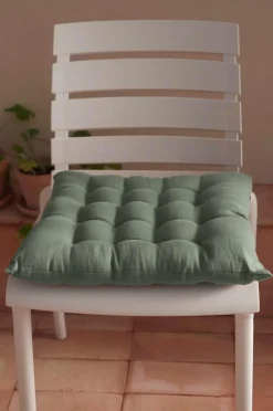 Ellos Udemøbler & Have|Møbeltekstiler>Home Siddehynde Candice af vasket hør, 40x40x5 cm Kakigrøn