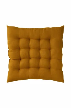 Ellos Udemøbler & Have|Møbeltekstiler>Home Siddehynde Candice af vasket hør, 40x40x5 cm Karrygul