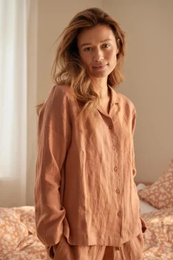 Ellos Homewear>Home Skjorte Candice Shirt Long Sleeve Brunrosa