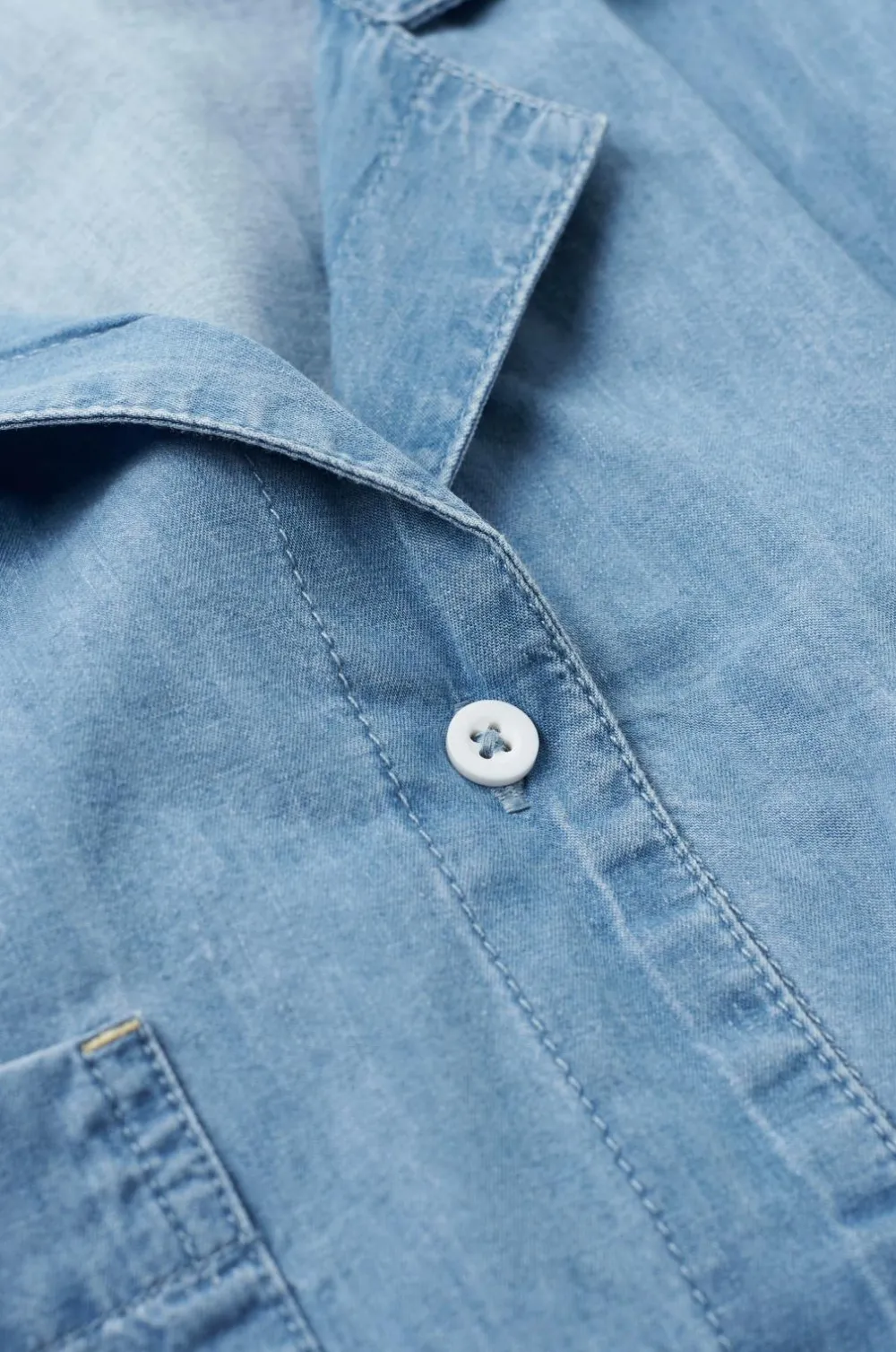 Ellos Homewear>Home Skjorte Denim Camp Collar Lyseblå