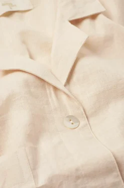 Ellos Home Skjorte Elly Camp Collar i genanvendt halvlinned Cremet hvid Hot
