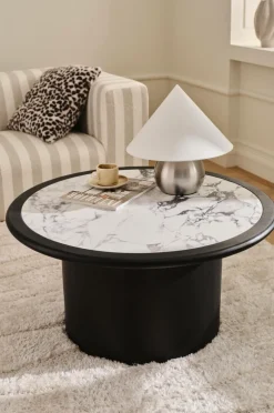 Ellos Home Sofabord Ramma Ø 90 cm Sort / marmor Discount