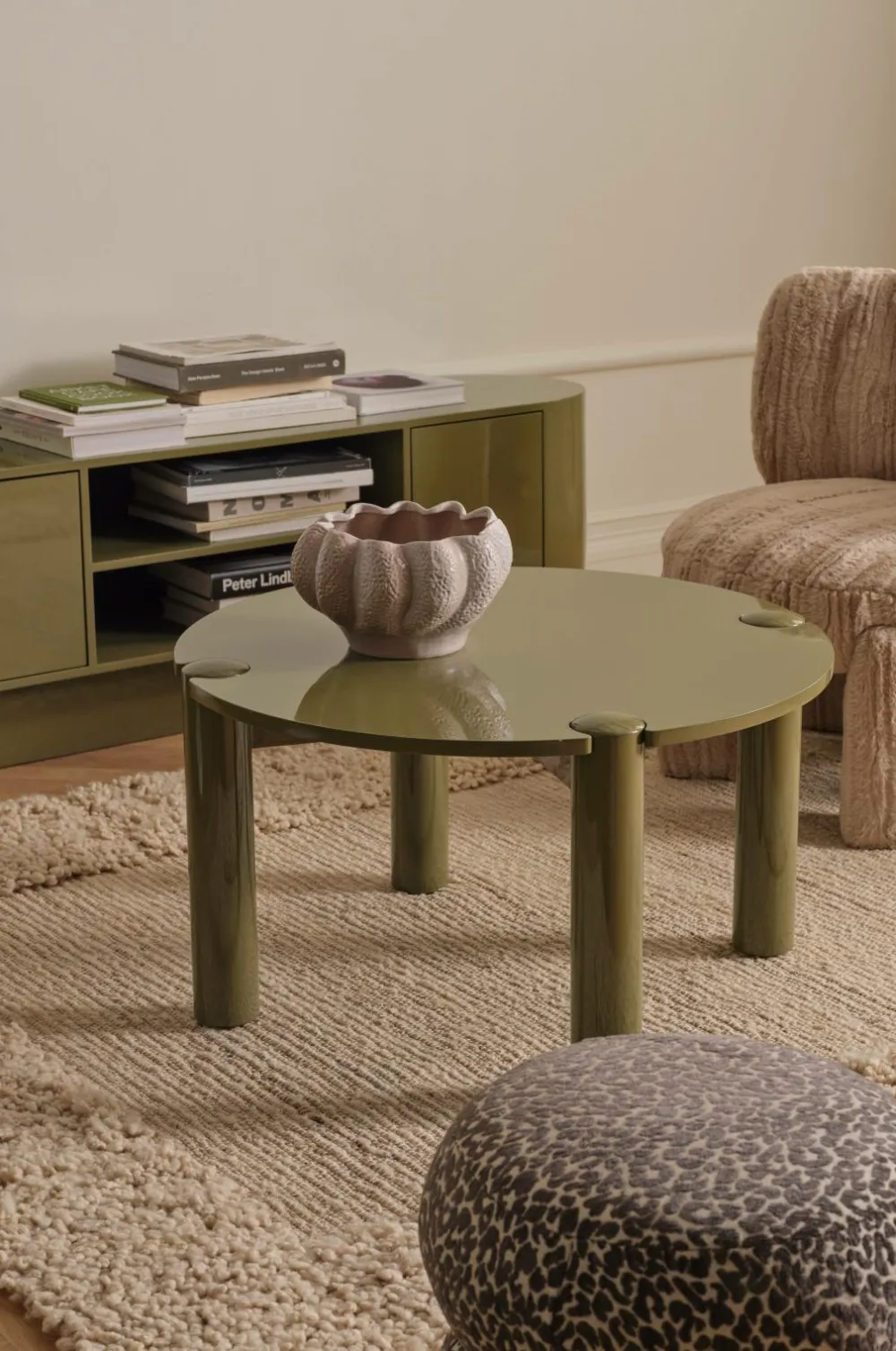 Ellos Borde>Home Sofabord Pussel Ø 80 cm Olivengrøn