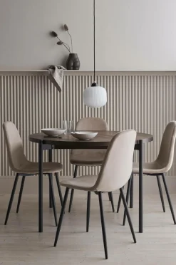 Ellos Home Spisebordssæt Gilda med 1 bord og 4 stole Brunt bord/beige stole Outlet