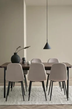 Ellos Home Spisebordssæt Gilda med bord 180x90 cm + 6 stole Brunt bord / beige stolar Online