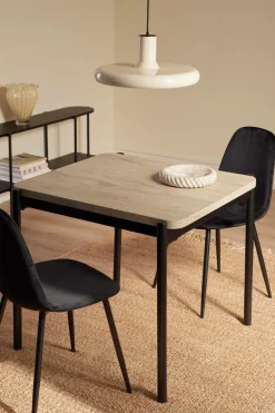 Ellos Home Spisebordssæt Gilda 2 Stolar, 75x85 cm hvidlaseret bord / sorte stole Sale