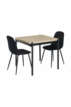 Ellos Home Spisebordssæt Gilda 2 Stolar, 75x85 cm hvidlaseret bord / sorte stole Sale