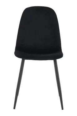 Ellos Home Spisebordssæt Gilda med bord 120x80 cm + 4 stole Hvidlakeret bord / sorte sammetsstole Clearance