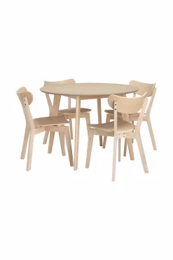 Ellos Home Spisegruppe Ridney med 1 bord + 4 stole Vitlaserad