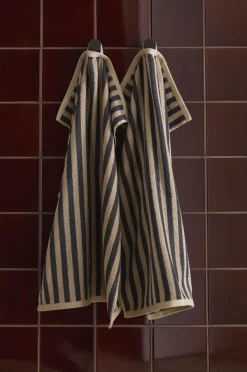 Ellos Home Sæt med frottéhåndklæder Stripe 2 dele Beige grå Clearance