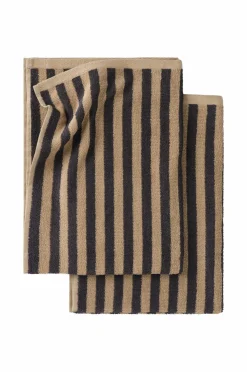 Ellos Home Sæt med frottéhåndklæder Stripe 2 dele Beige grå Clearance