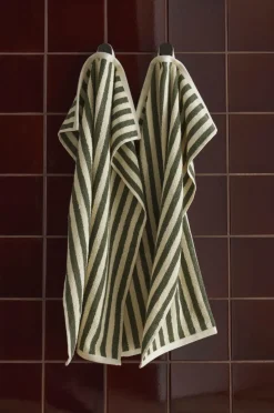 Ellos Home Sæt med frottéhåndklæder Stripe 2 dele Grøn farve Best