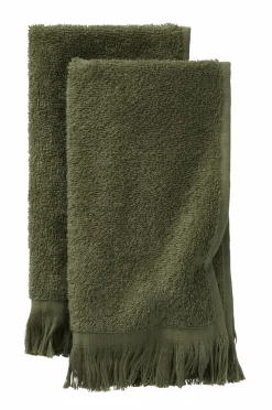 Ellos Home Sæt med frottéhåndklæder Molly 2 dele Mørkegrøn Discount