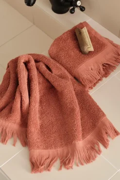 Ellos Badeværelsestekstiler>Home Sæt med frottéhåndklæder Molly 2 dele Mokkarosa