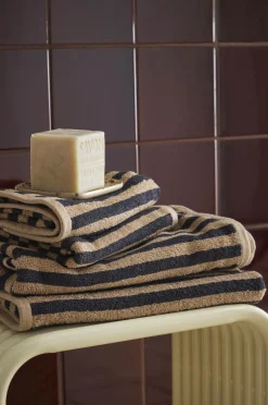 Ellos Home Sæt med frottéhåndklæder Stripe 4 dele Beige grå