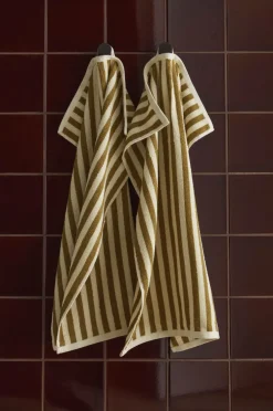 Ellos Badeværelsestekstiler>Home Sæt med frottéhåndklæder Stripe 2 dele Gyldenbrun