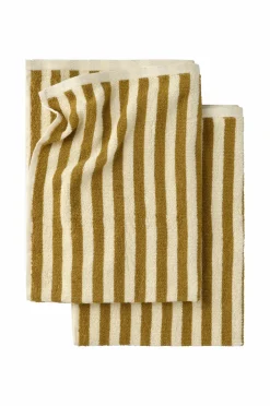 Ellos Badeværelsestekstiler>Home Sæt med frottéhåndklæder Stripe 2 dele Gyldenbrun