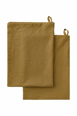 Ellos Home Viskestykke Elly i genanvendt halvlinned 2-pak Olivengrøn Discount