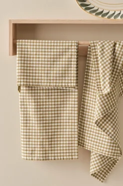 Ellos Home Viskestykke Ramona Check 2-pak Guldbrun Online