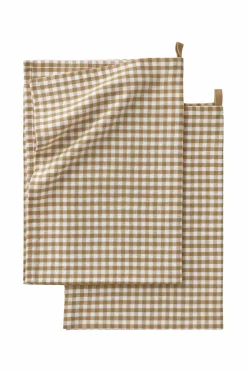 Ellos Home Viskestykke Ramona Check 2-pak Guldbrun Online
