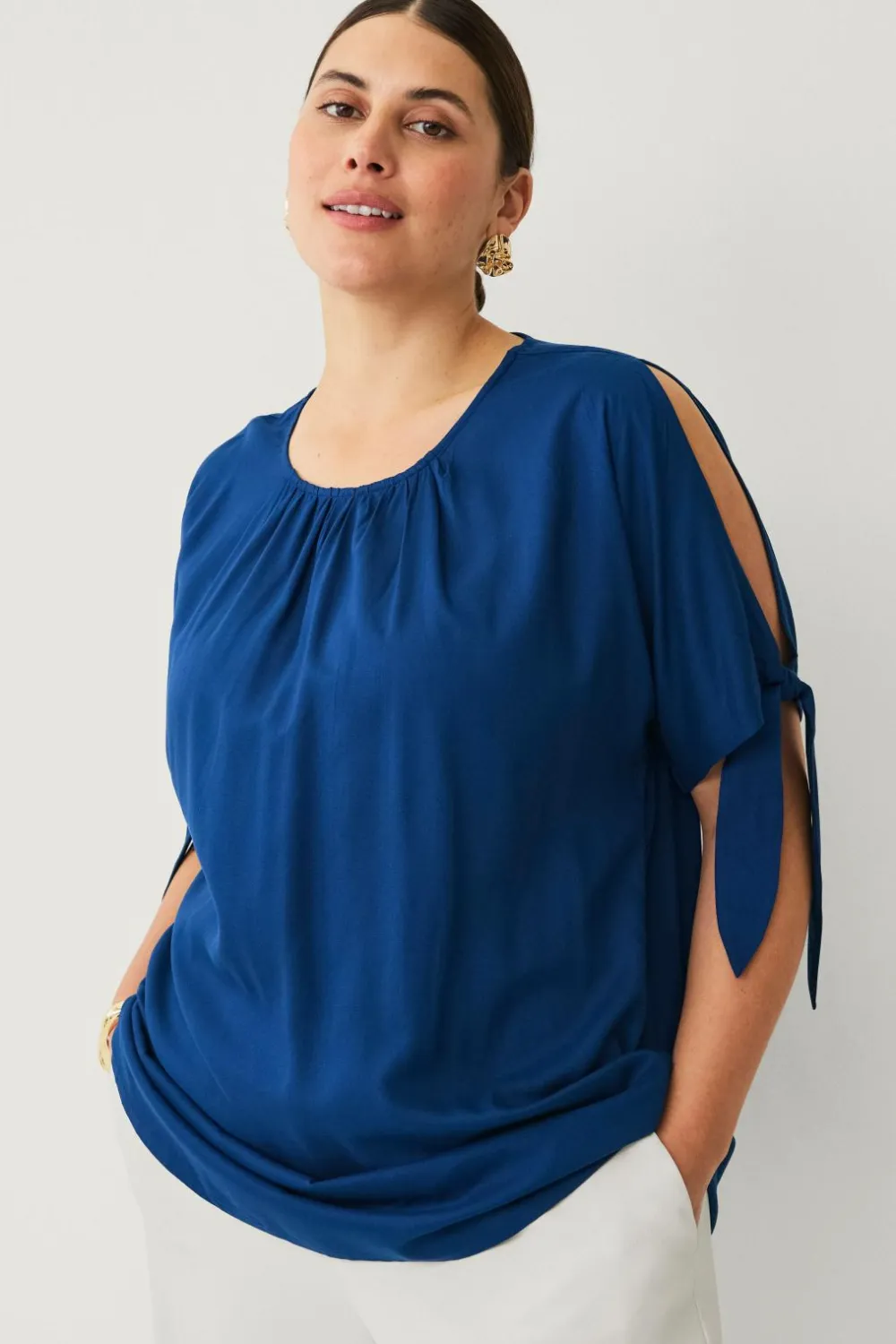 Ellos Tunikaer|Skjorter & Bluser>Plus collection Tunika med korte ærmer Blå