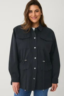 Ellos Plus collection Cargojakke i bomuldstwill Sort Outlet